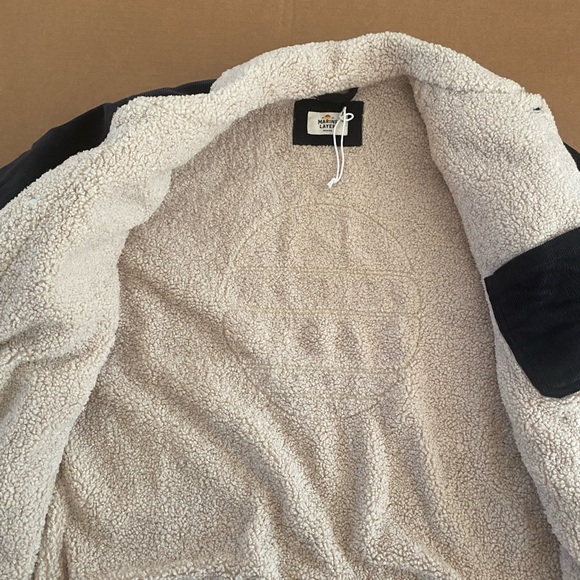 NWOT Marine Layer Dark Navy Blue Sherpa Lined Corduroy Jacket Men's Medium - Picture 3 of 7